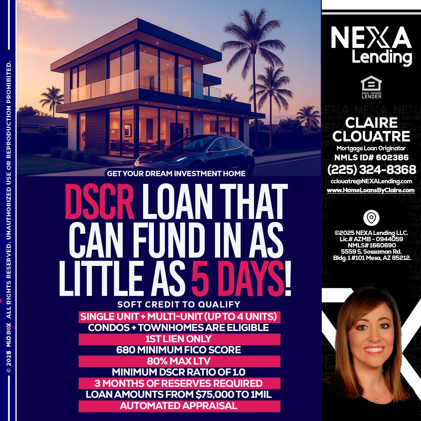 DSCR - Claire Clouatre -Mortgage Loan Originator