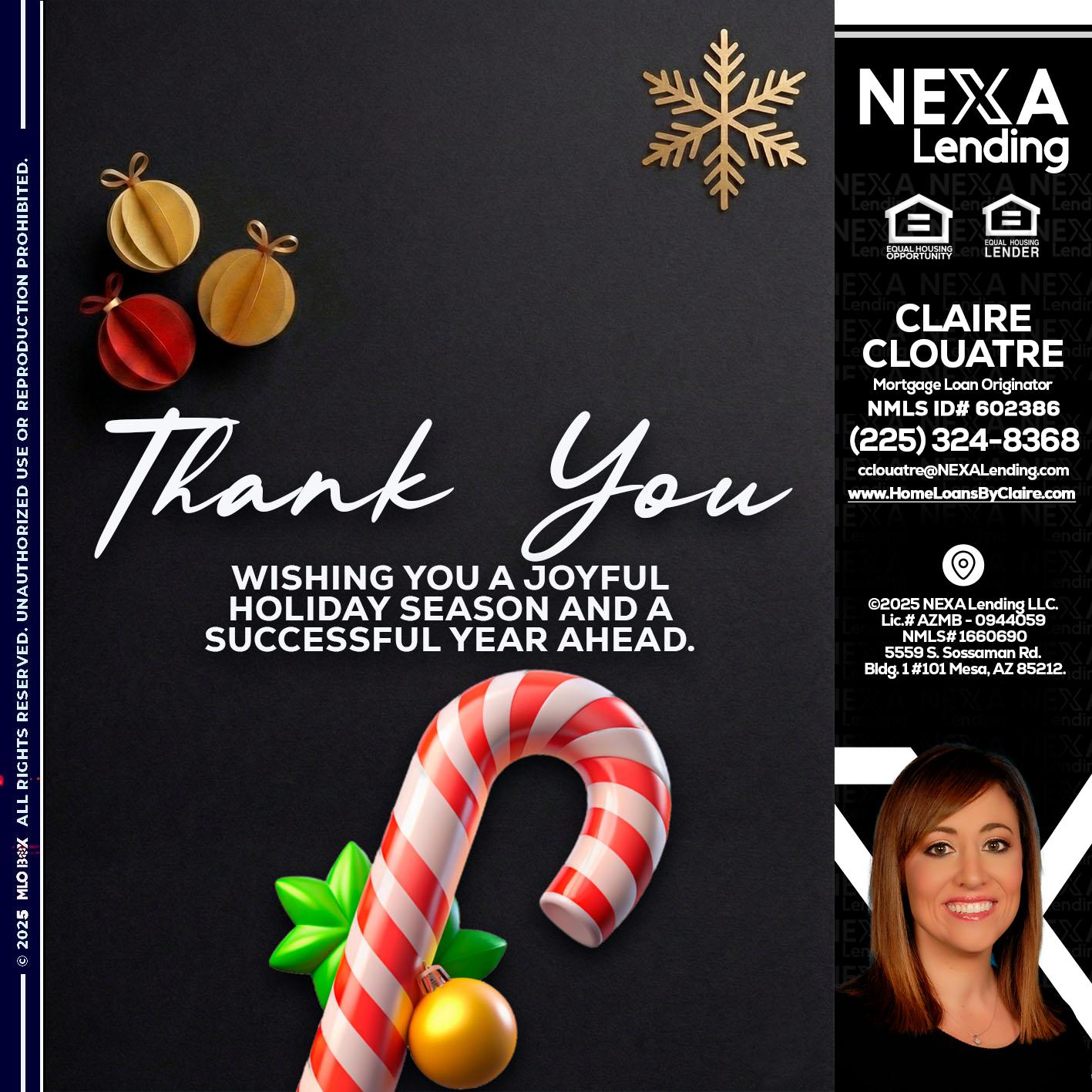 THANK YOU - Claire Clouatre -Mortgage Loan Originator