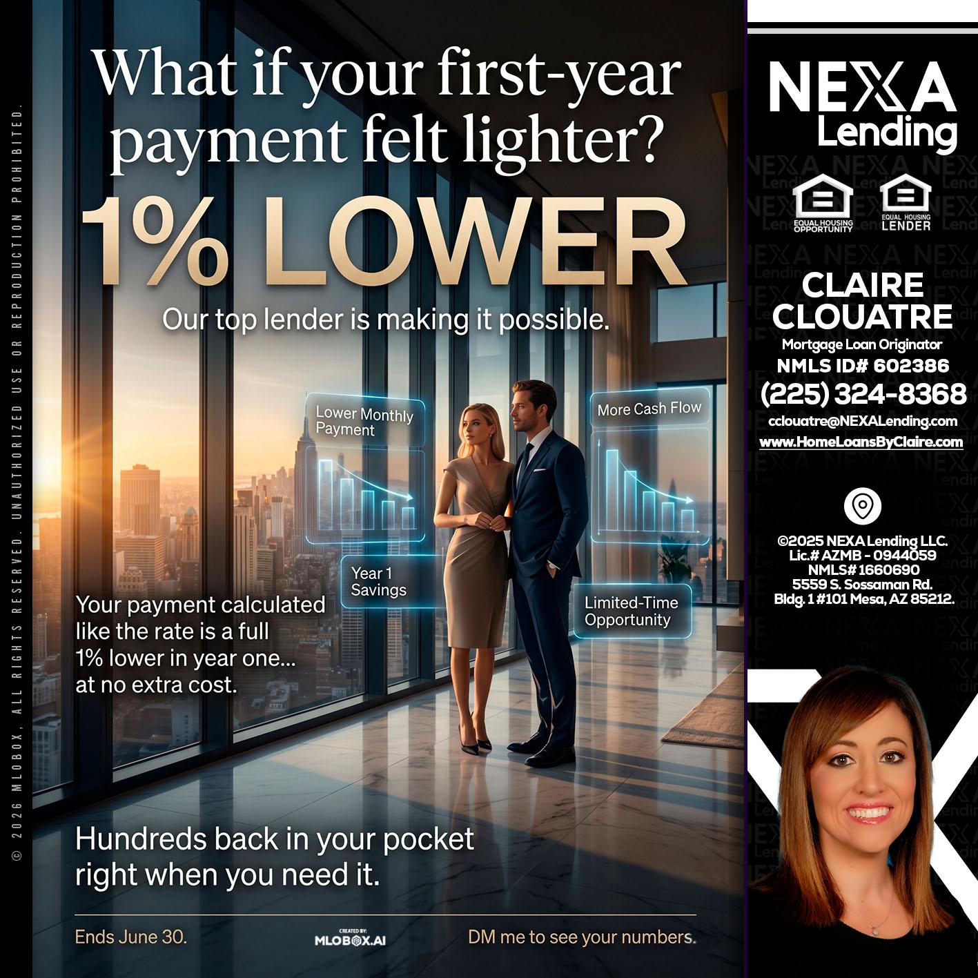 1% LOWER - Claire Clouatre -Mortgage Loan Originator