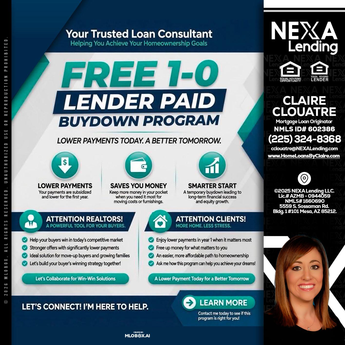 FREE 1-0 - Claire Clouatre -Mortgage Loan Originator