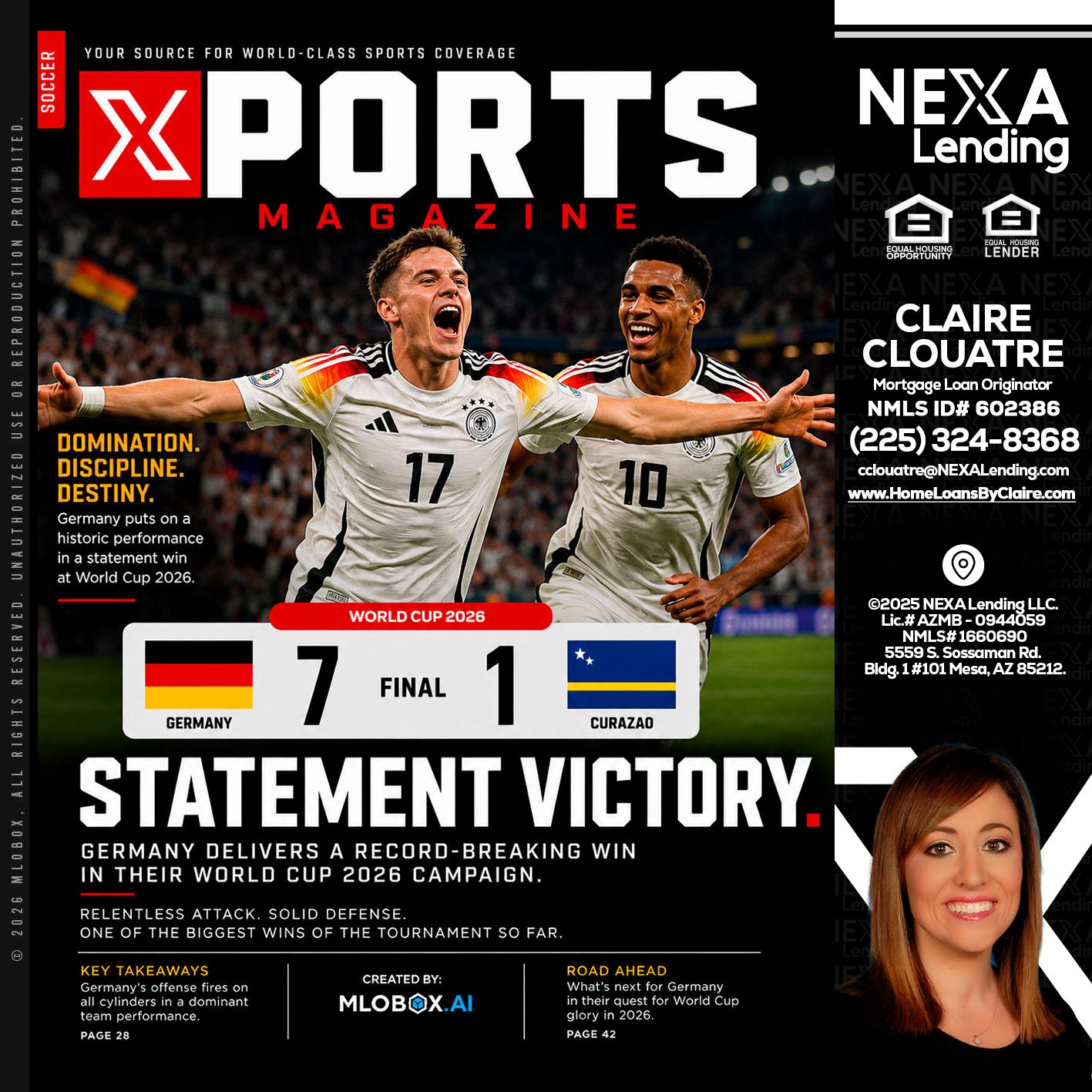 GERMANY VS CURASSAO (7-1) - Claire Clouatre -Mortgage Loan Originator