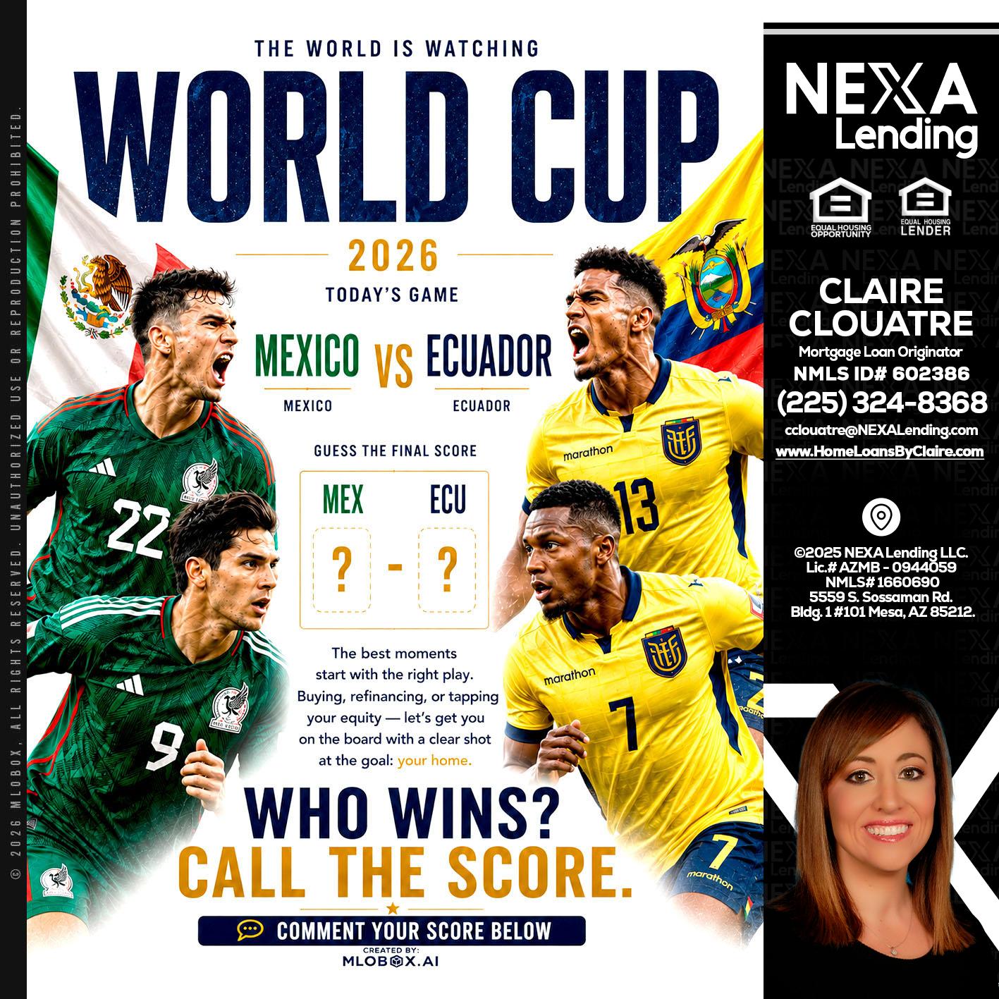 WORLD CUP 2026 - Claire Clouatre -Mortgage Loan Originator