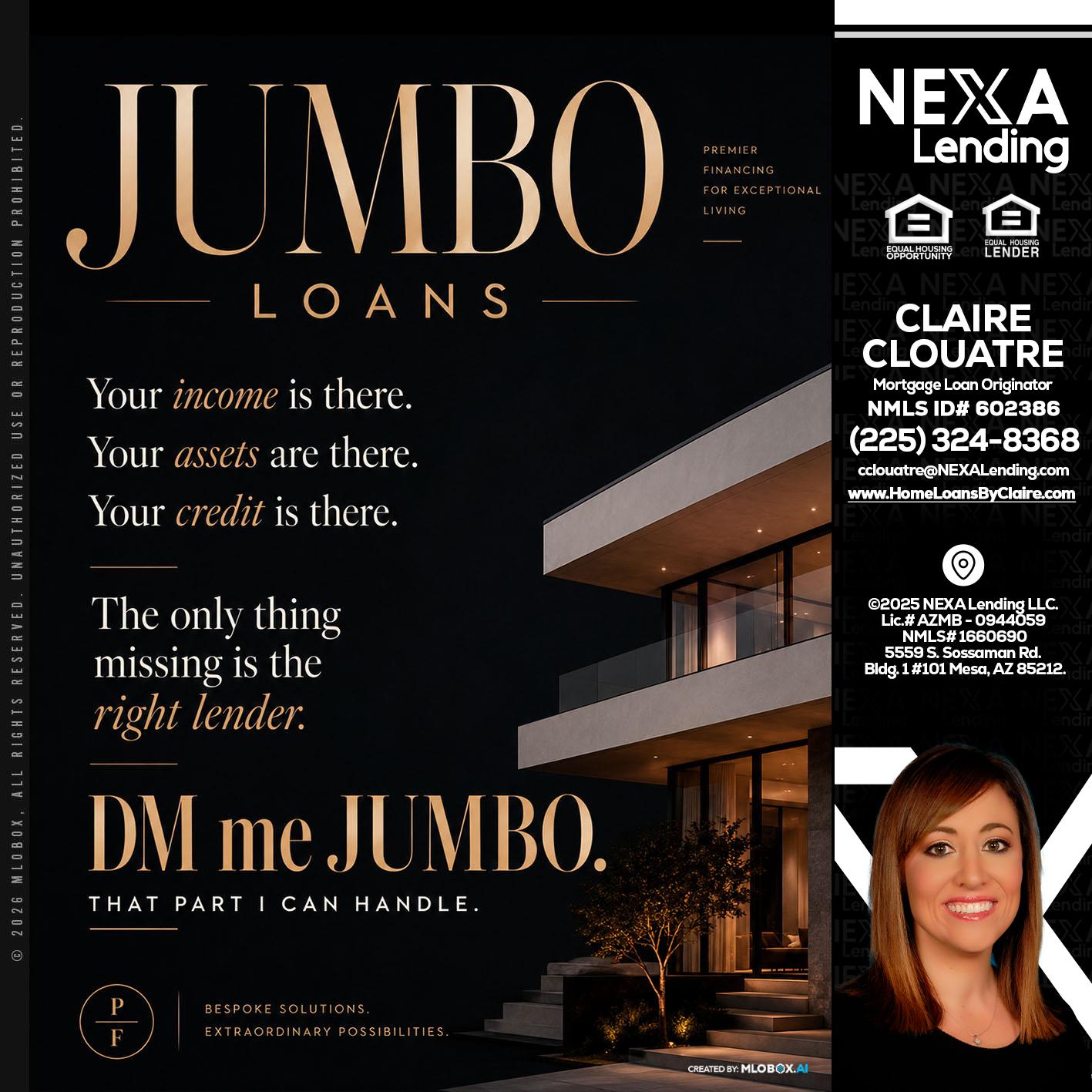 JUMBO LOANS - Claire Clouatre -Mortgage Loan Originator