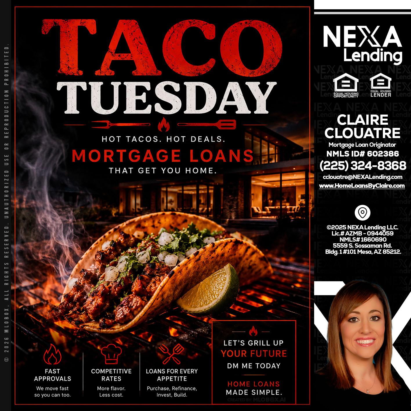 TACO TUESDAY - Claire Clouatre -Mortgage Loan Originator