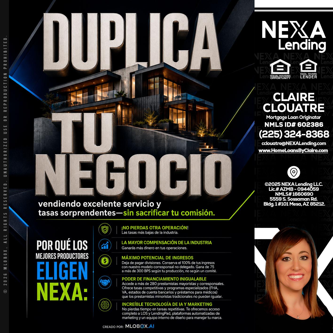 DUPLICA TU NEGOCIO - Claire Clouatre -Mortgage Loan Originator
