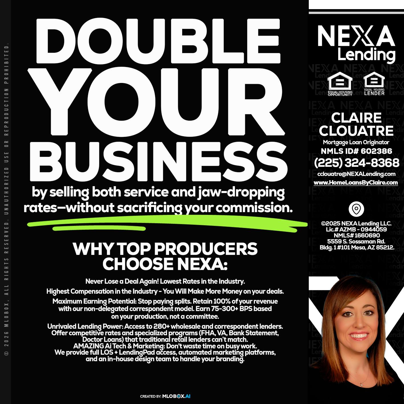 DOUBLE YOUR BUSINESS - Claire Clouatre -Mortgage Loan Originator