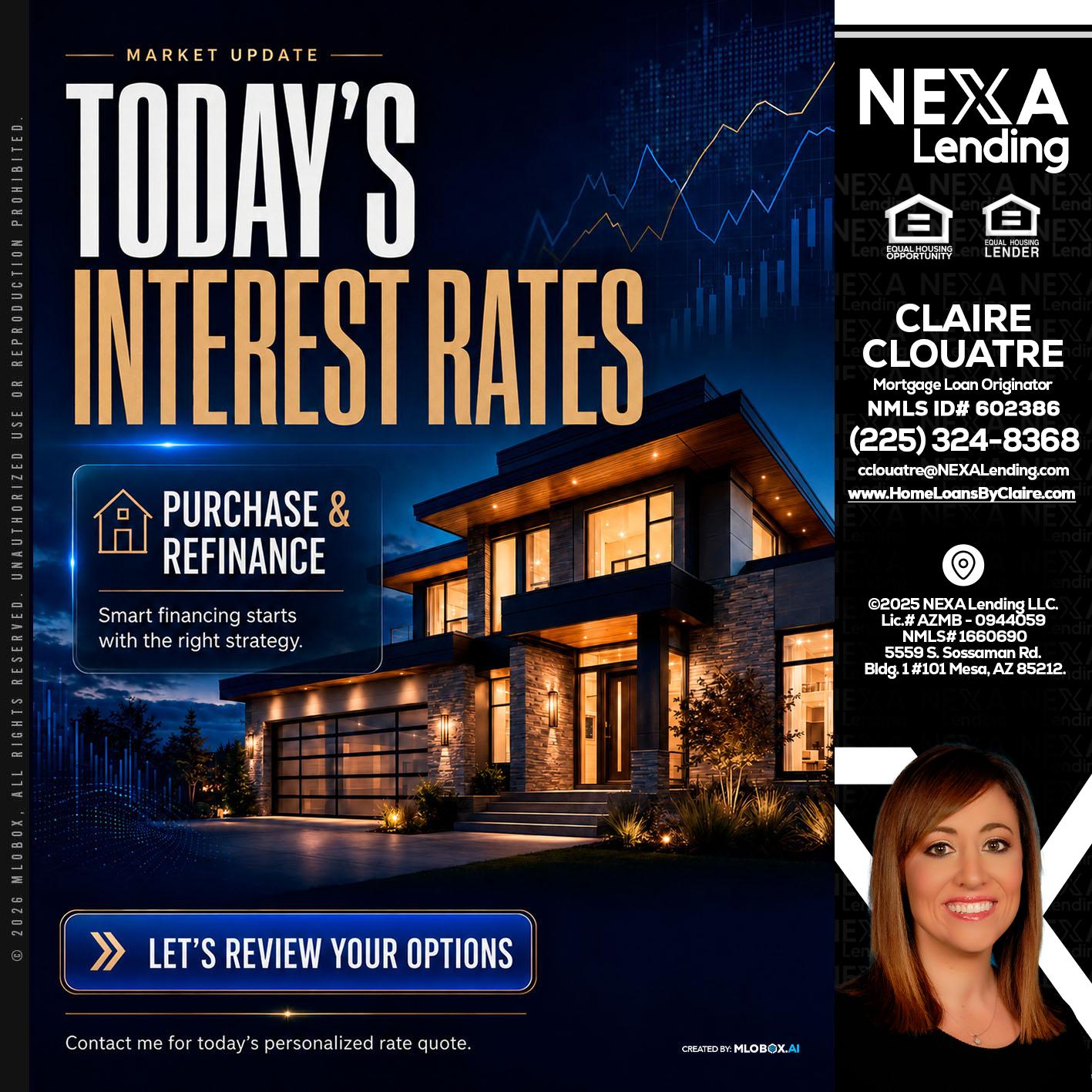 TODAYS RATES - Claire Clouatre -Mortgage Loan Originator