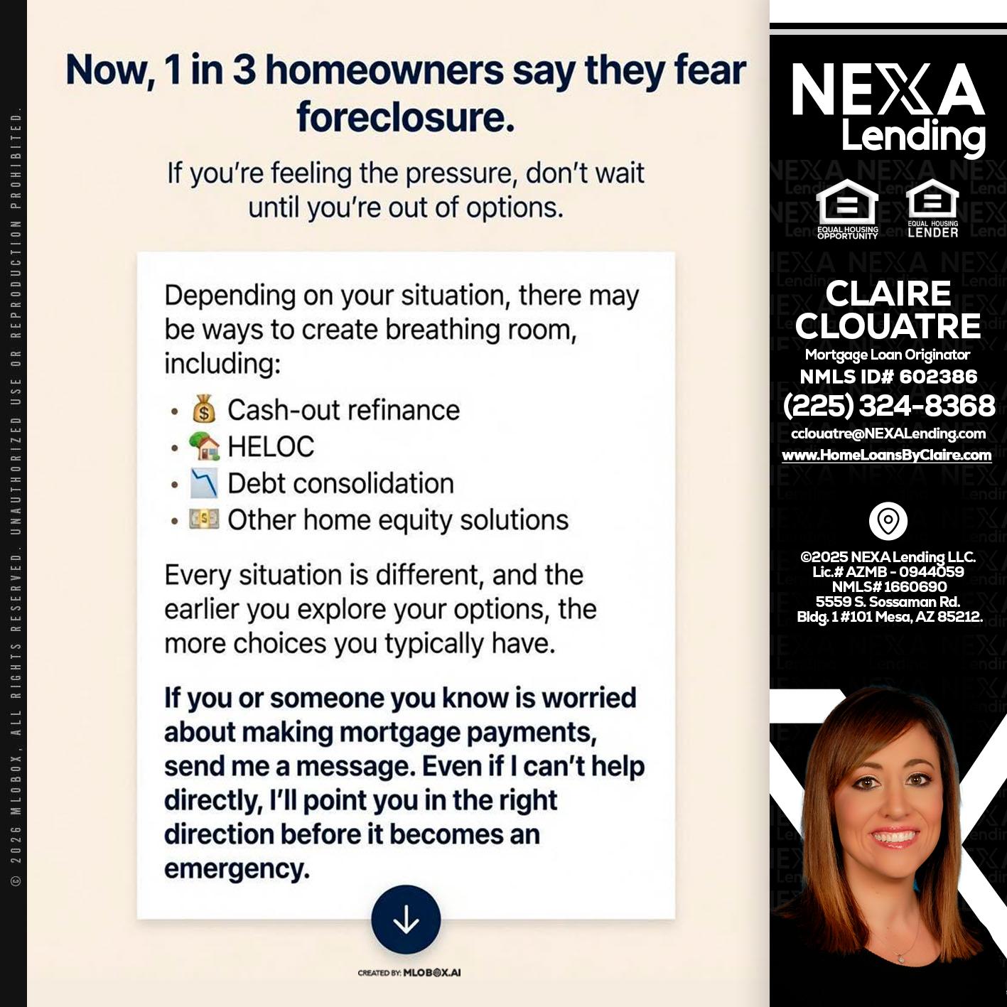 NOW, 1 IN 3 - Claire Clouatre -Mortgage Loan Originator