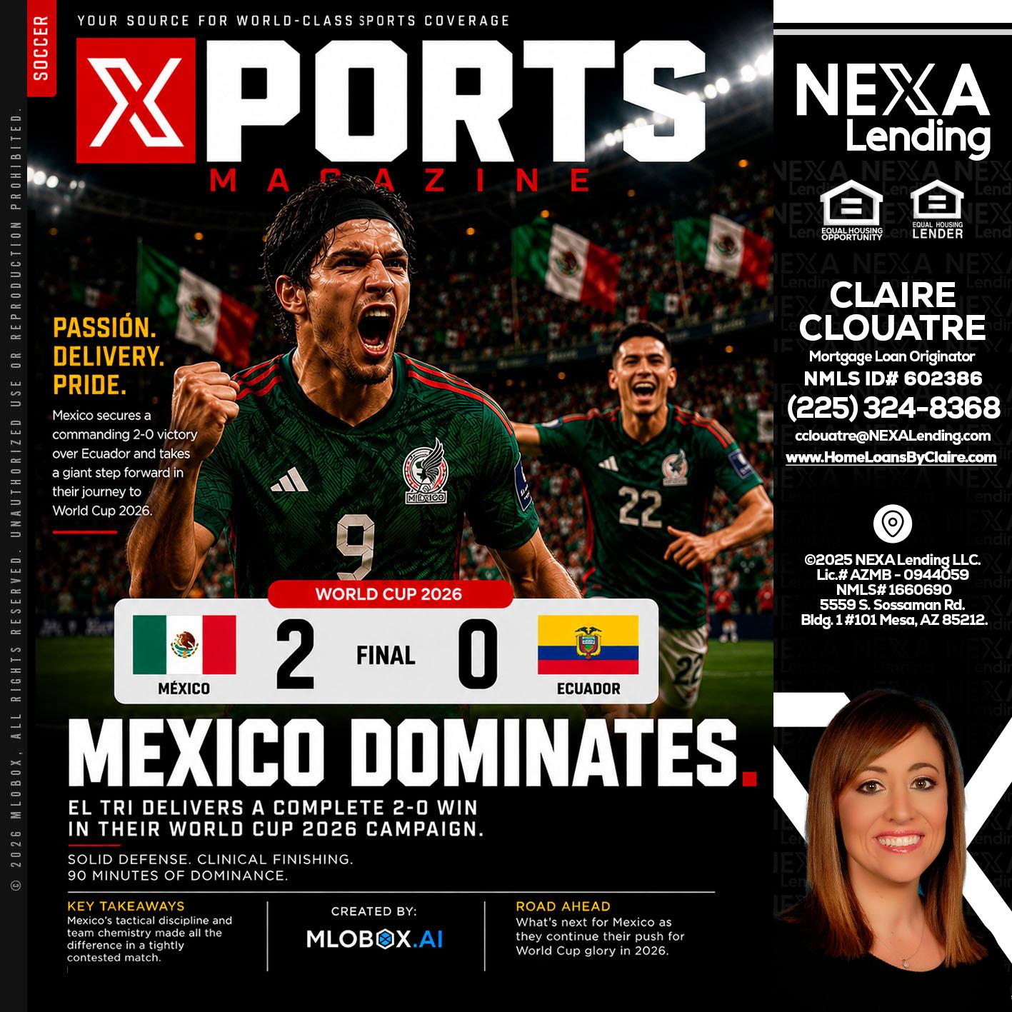 XPORTS MEX 2-0 ECUADOR - Claire Clouatre -Mortgage Loan Originator