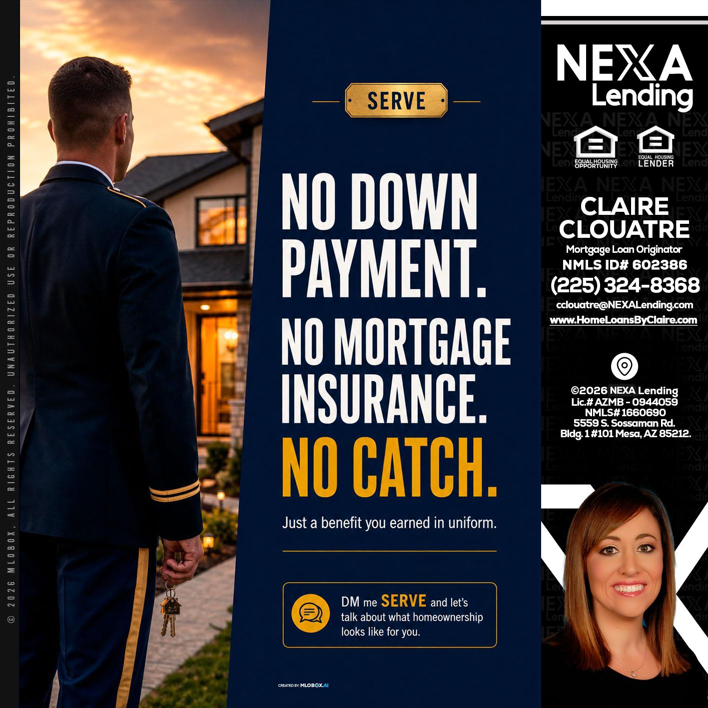 NO DOWN PAYMENT - Claire Clouatre -Mortgage Loan Originator
